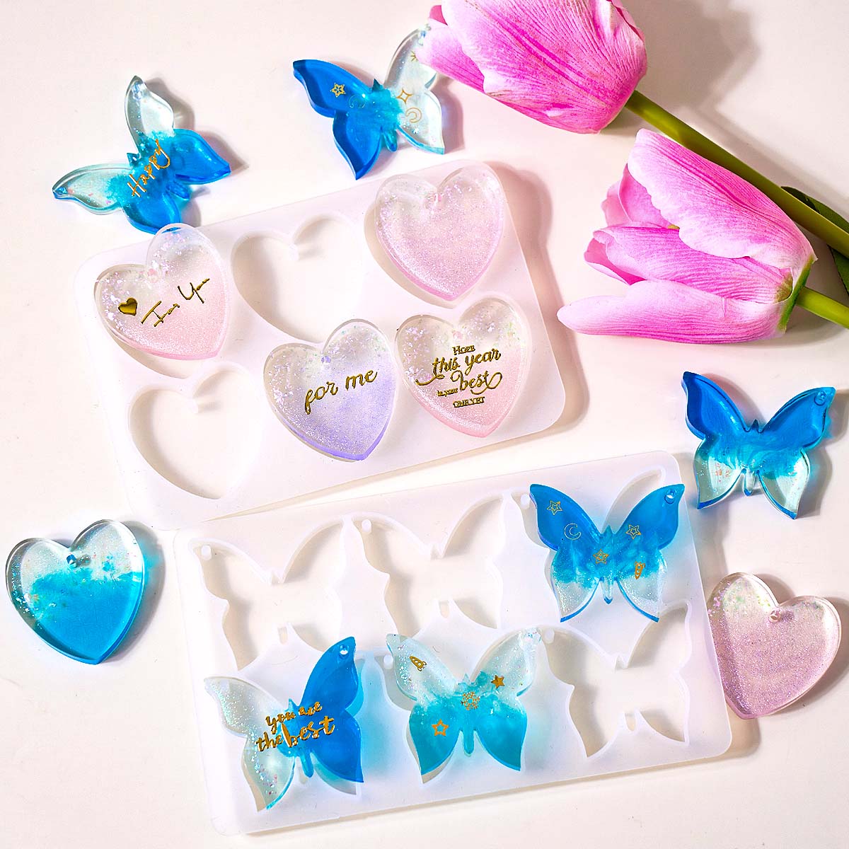 Resin Art Acrylic - Zes-gaats siliconen mal met gaten voor