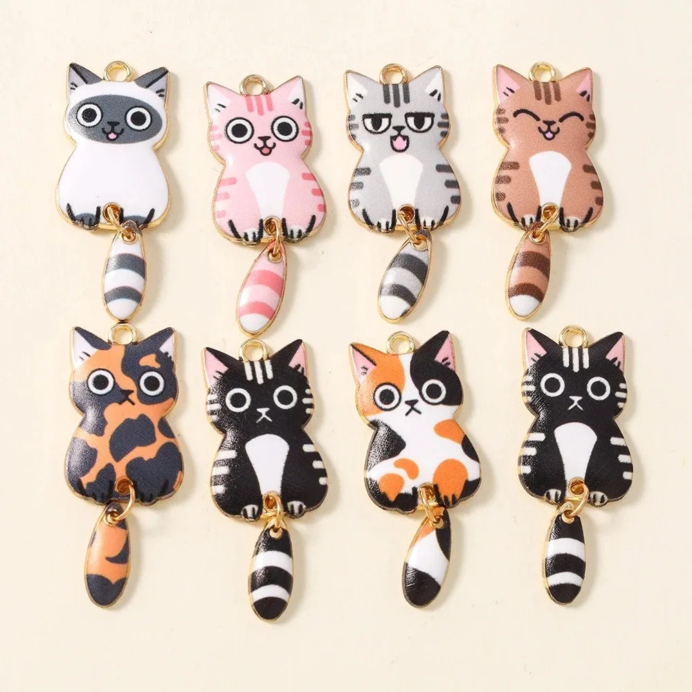 Resin Art Materials Kit - 10 Stuks 16×39mm Leuke Cartoon Kat