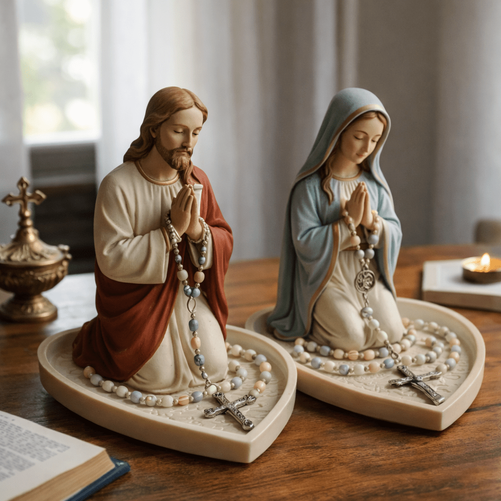 Resin Art Tray - Hartvormige schaal voor gebedskralen, met houder