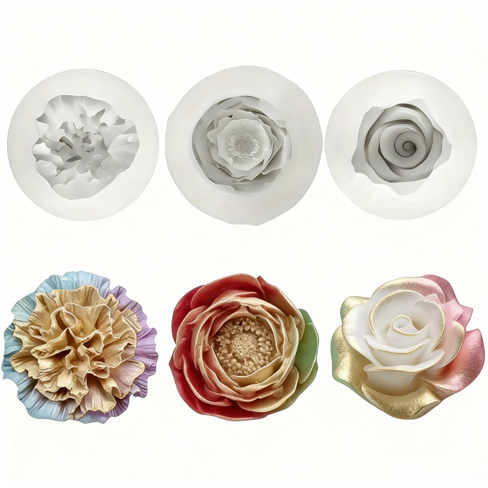 Resin Art Design For Wedding - 3-delige siliconenvormen voor rozen, pioenrozen en
