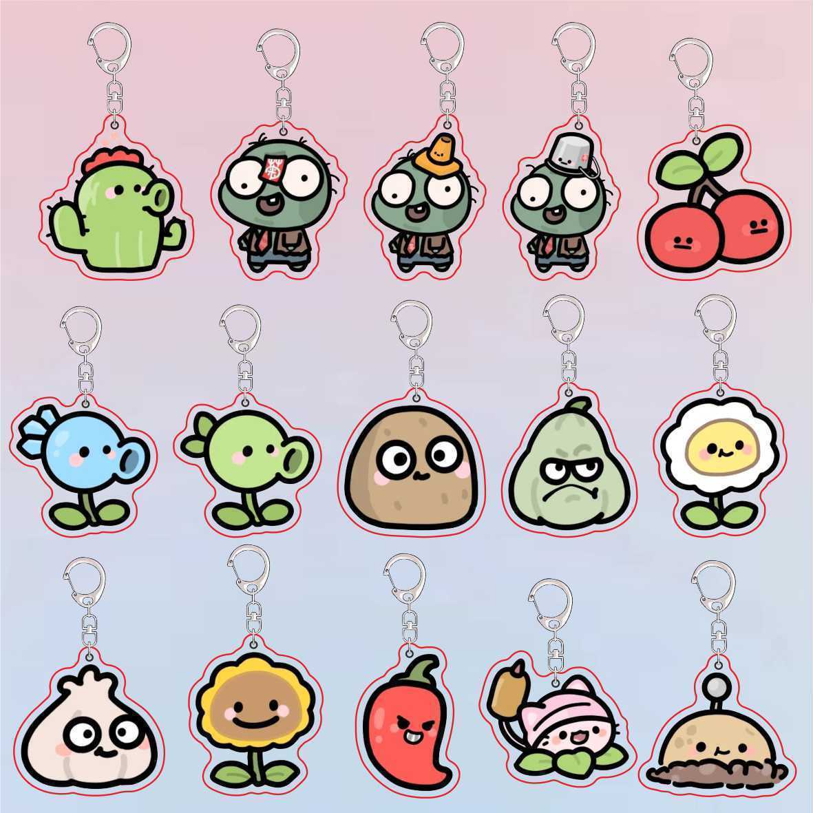 Resin Art Store - Plants Vs Zombies Acryl Leuke sleutelhanger