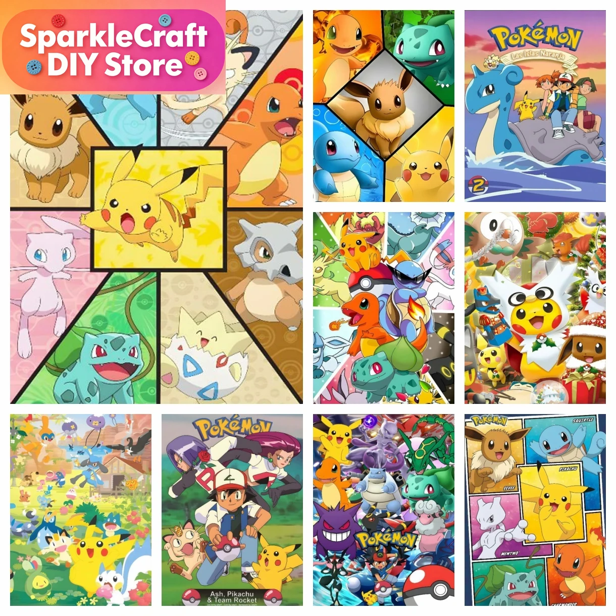 Resin Art Work - 1pc frameloze Cartoon Pokemon Anime Diamond