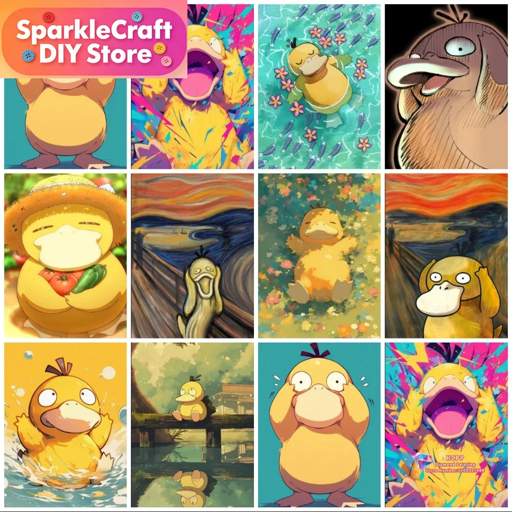 Resin Art Work - 1pc frameloze Psyduck Cartoon 5D Diamant