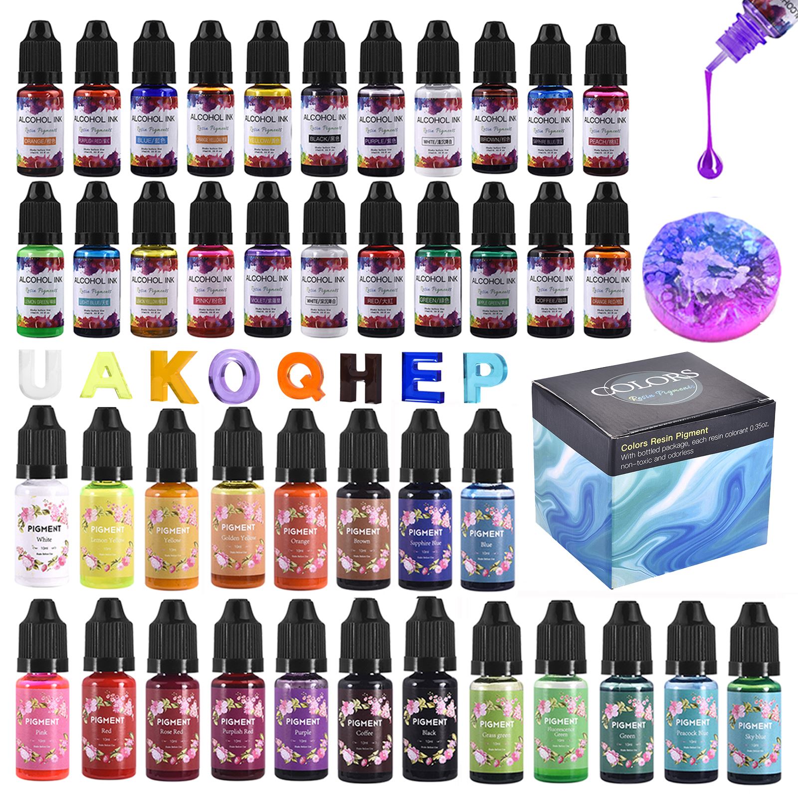 Resin Pigment Alcohol Ink - 1 Set Hars Pigment Kit Art