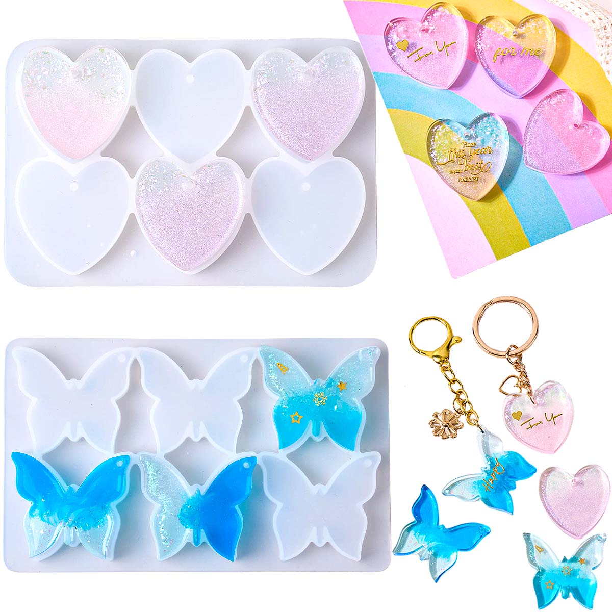 Zes-gaats siliconen mal met ga - Resin Art Acrylic recensie en prijs