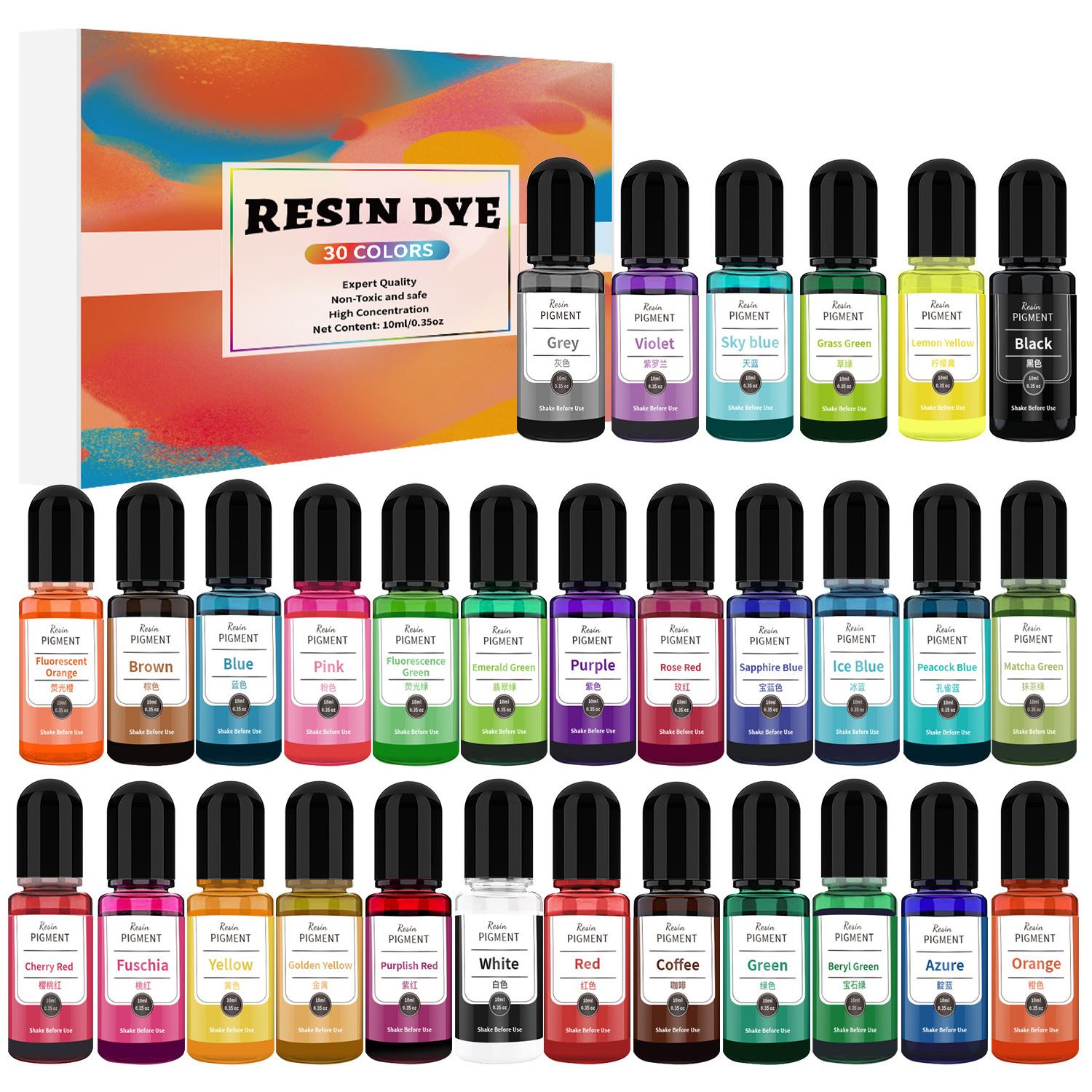 24/30 Kleuren Set 10 ml Epoxyh - Resin Pigment Alcohol Ink recensie en prijs