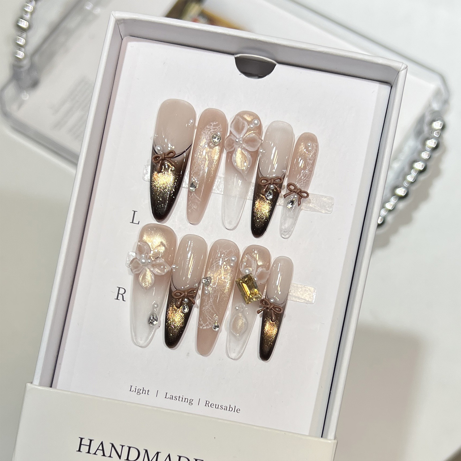 10st Cat Eye Print Franse Nail - Resin Art Design For Wedding recensie en prijs